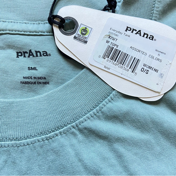 Prana Everyday Tank Women's Small Saltwater Standard Fit Regenerative Cotton - Picture 6 of 9